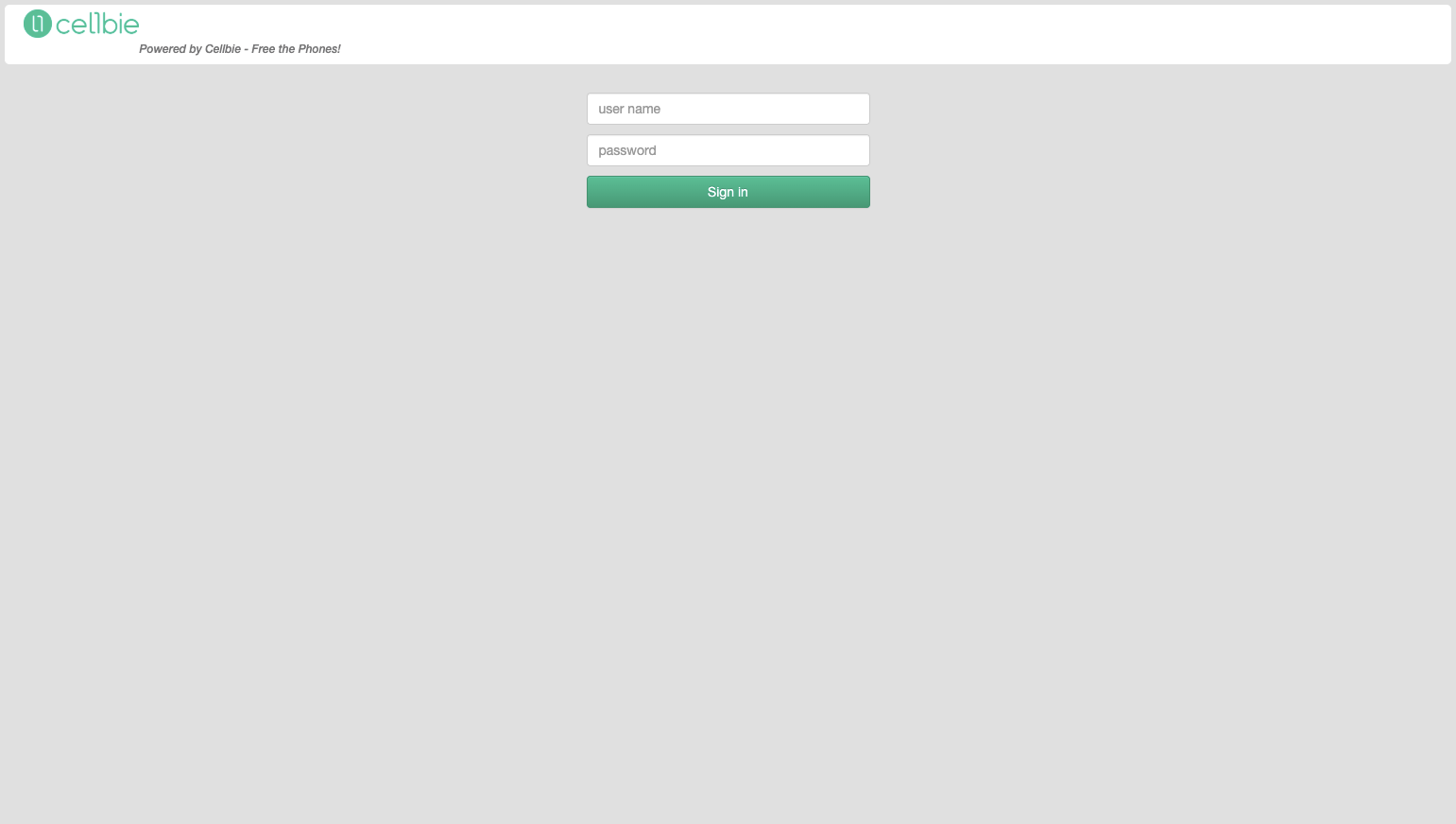 Login screen with username and password fields.